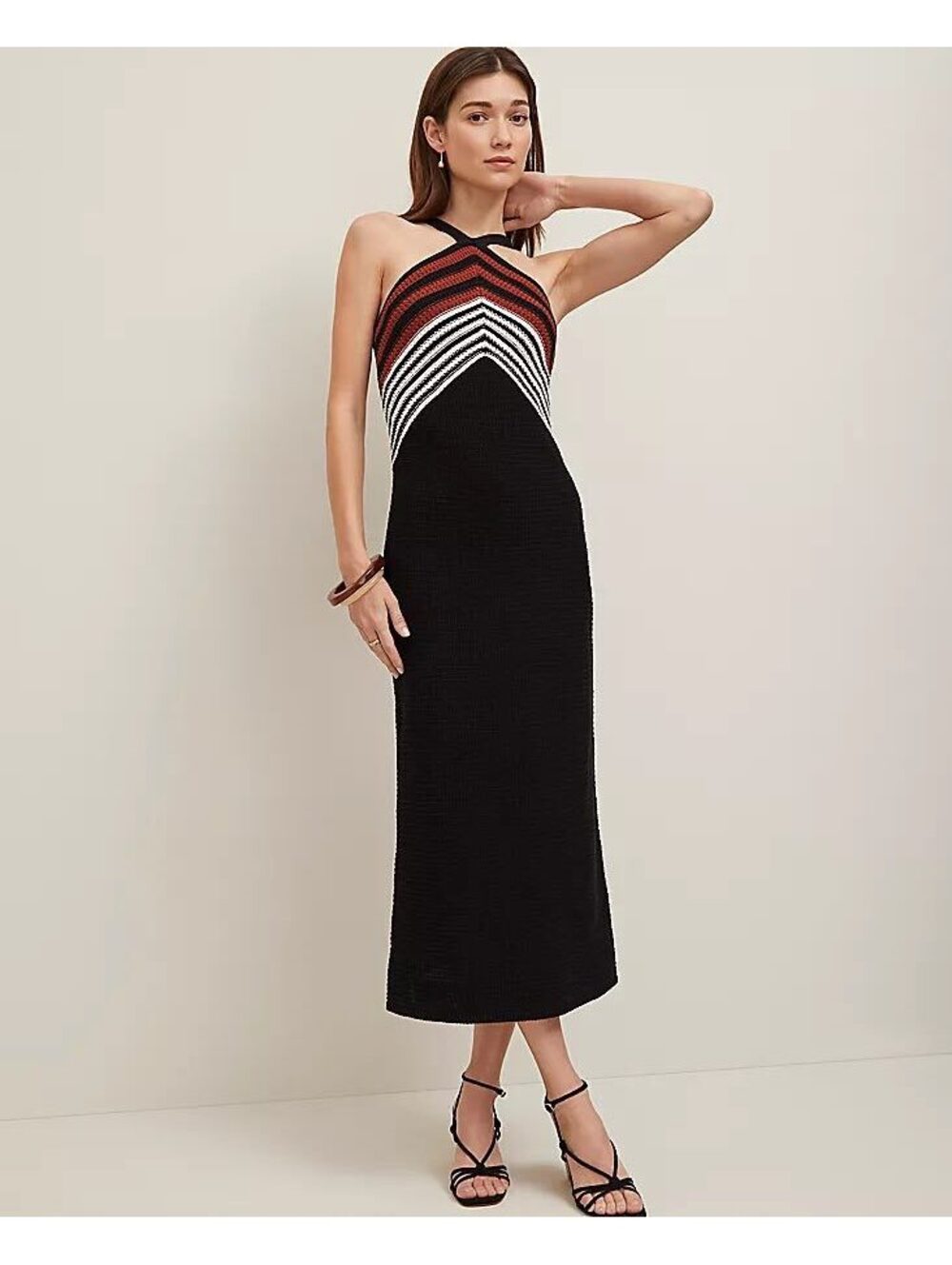 Ann Taylor Crochet Halter Maxi Dress